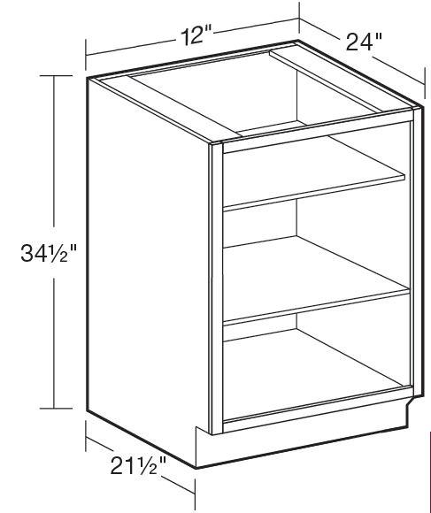 VB1221ND - Manhattan High Gloss Metallic - Vanity Base No Door 12" - Interior Finished To Match Frame