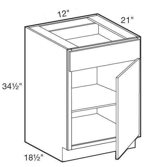 VB1221R - Glasgow Mythic Blue - Vanity Base 12" - Single Door/Single Drawer - Hinges On Right