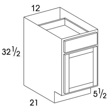 VB12UD - Dartmouth Grey - UD Vanity Base Cabinet - Single Door/Drawer - Special Order