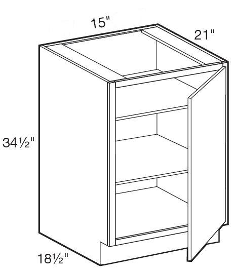 VB1521FHR - Manhattan High Gloss Metallic - Vanity Base Full Height Doors 15" - Single Door - Hinges On Right