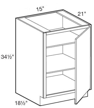 VB1521FHR - Glasgow Polar White - Vanity Base Full Height Doors 15" - Single Door - Hinges On Right