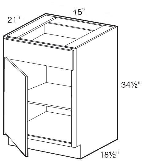 VB1521L - Manhattan High Gloss Metallic - Vanity Base 15" - Single Door/Single Drawer - Hinges On Left