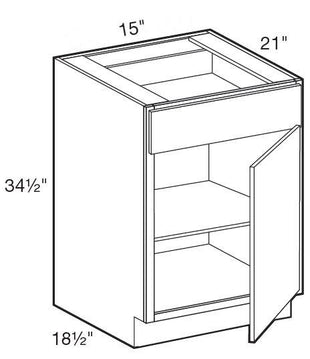 VB1521R - Glasgow Polar White - Vanity Base 15" - Single Door/Single Drawer - Hinges On Right