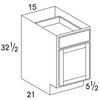 VB15UD - Berwyn Opal - UD Vanity Base Cabinet - Single Door/Drawer - Special Order