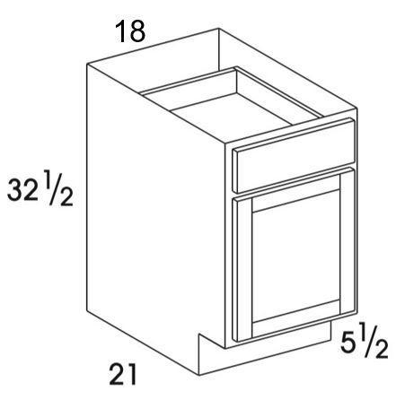 VB18UD - York White - UD Vanity Base Cabinet - Single Door/Drawer - Special Order