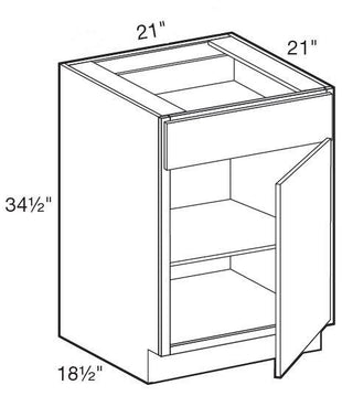 VB2121R - Fulton Mocha - Vanity Base 21" - Single Door/Single Drawer - Hinges On Right