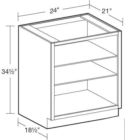 VB2421ND - Glasgow Mythic Blue - Vanity Base No Door 24" - Interior Finished To Match Frame