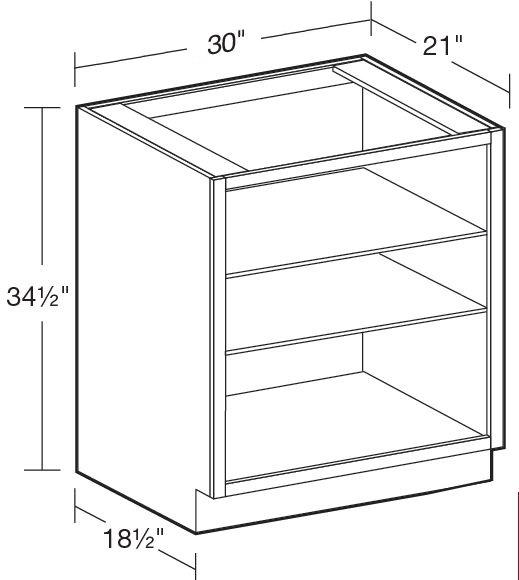 VB3021ND - Glasgow Mythic Blue - Vanity Base No Door 30" - Interior Finished To Match Frame
