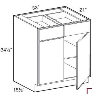 VB3321 - Glasgow Pebble Gray - Vanity Base 33" - Double Door/Double Drawer