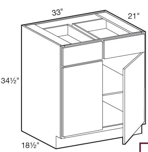 VB3321 - Glasgow Mythic Blue - Vanity Base 33" - Double Door/Double Drawer