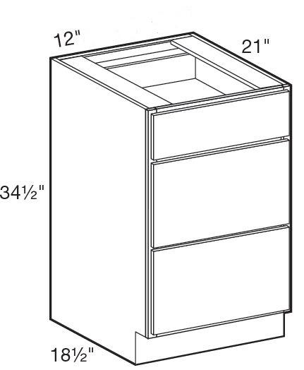 VBD1221 - Glasgow Mythic Blue - Vanity Base Drawer 12" x 21" - Triple Drawer
