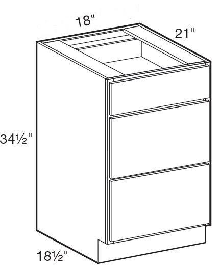 VBD1821 - Glasgow Mythic Blue - Vanity Base Drawer 18" x 21" - Triple Drawer