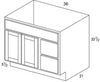 VBR36UD - York Grey - UD Vanity Sink/Drawer Combo - 3 Drawers on Right - Special Order