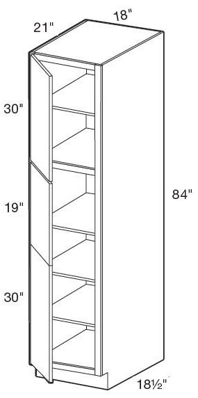 VLC182184L - Nantucket Polar White - Vanity Linen Cabinet 18"x21"x84" - Single Door - Hinges On Left