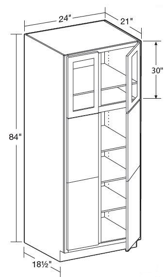 VLC242184PFG - Glasgow Mythic Blue - Vanity Linen Cabinet 24"x21"x84" - Double Door Prepped For Glass