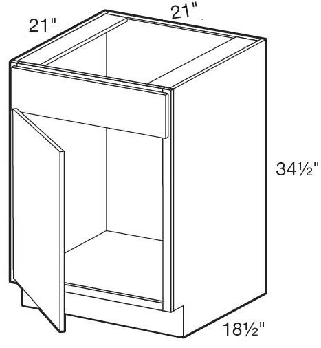 VSB2121L - Glasgow Polar White - Vanity Sink Base 21" x 21" - Single Door/Single False Front - Hinges On Left