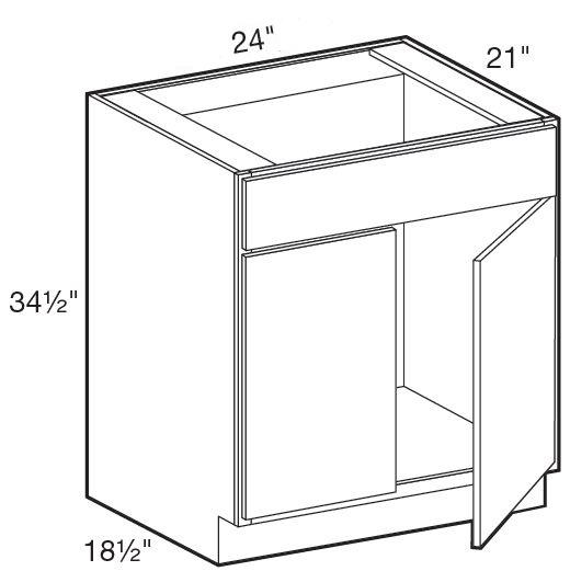 VSB2421 - Glasgow Polar White - Vanity Sink Base 24" x 21" - Double Door/Double False Fronts