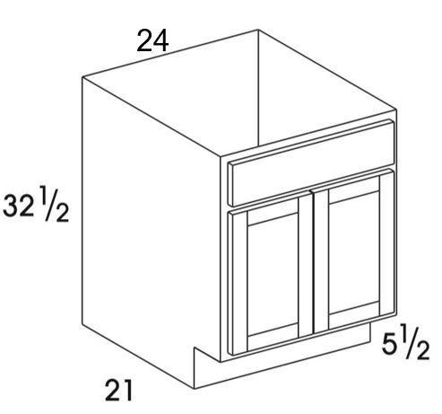 VSB24DDUD - York White - UD Vanity Sink Base - Butt Doors - Special Order