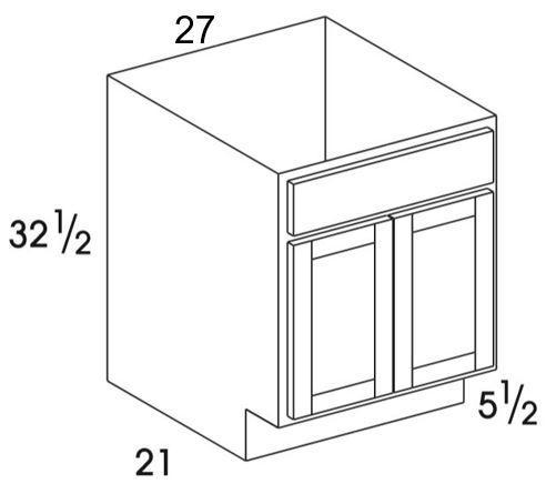 VSB27UD - York White - UD Vanity Sink Base - Butt Doors - Special Order