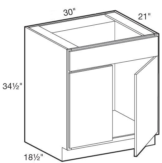 VSB3021 - Glasgow Polar White - Vanity Sink Base 30" x 21" - Double Door/Double False Fronts