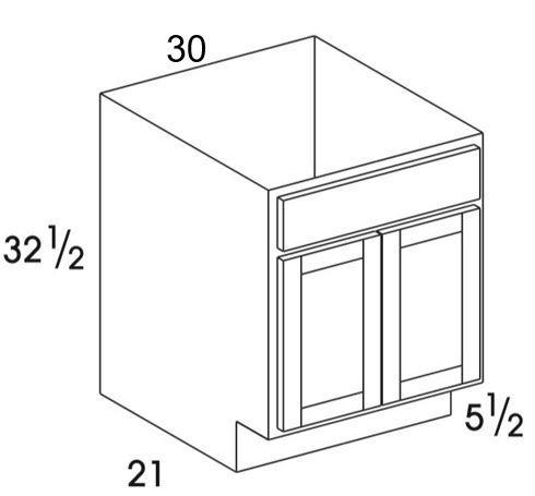 VSB30UD - York White - UD Vanity Sink Base - Butt Doors - Special Order