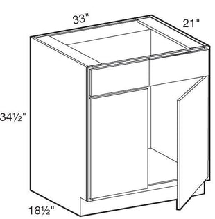 VSB3321 - Manhattan High Gloss Metallic - Vanity Sink Base 33" x 21" - Double Door/Double False Fronts
