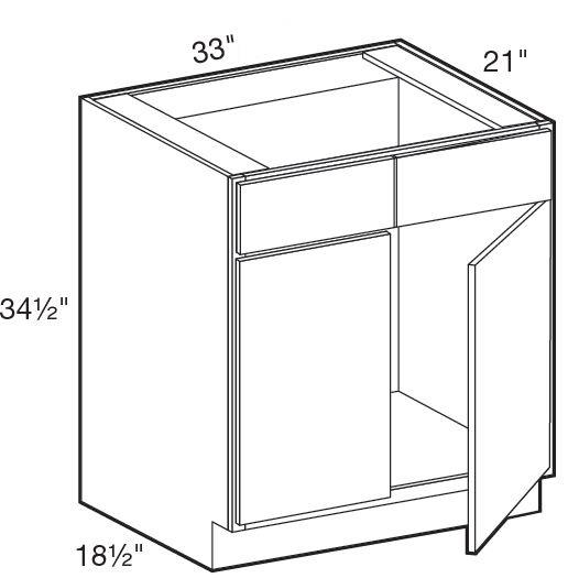 VSB3321 - Glasgow Mythic Blue - Vanity Sink Base 33" x 21" - Double Door/Double False Fronts