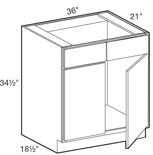 VSB3621 - Glasgow Polar White - Vanity Sink Base 36" x 21" - Double Door/Double False Fronts
