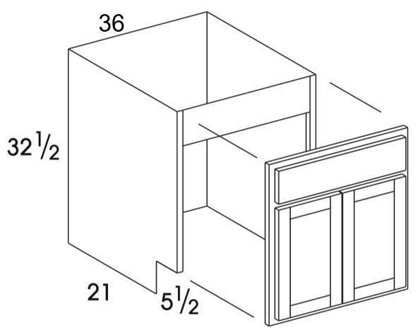 VSB36REMUD - York White - UD Removable Front Vanity Sink Base - Butt Doors - Special Order