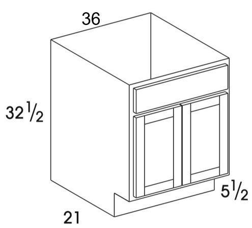 VSB36UD - York White - UD Vanity Sink Base - Butt Doors - Special Order