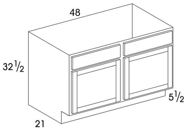 VSB48UD - York White - UD Vanity Sink Base - Butt Doors - Special Order