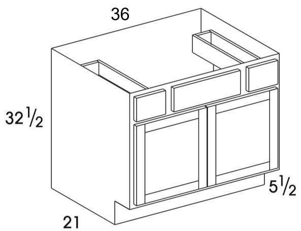 VSDB36UD - Dartmouth Pewter - UD Vanity Sink/Drawer Combo - Two Doors/Drawers - Special Order