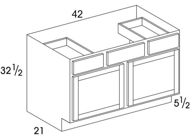 VSDB42UD - York White - UD Vanity Sink/Drawer Combo - Two Doors/Drawers - Special Order