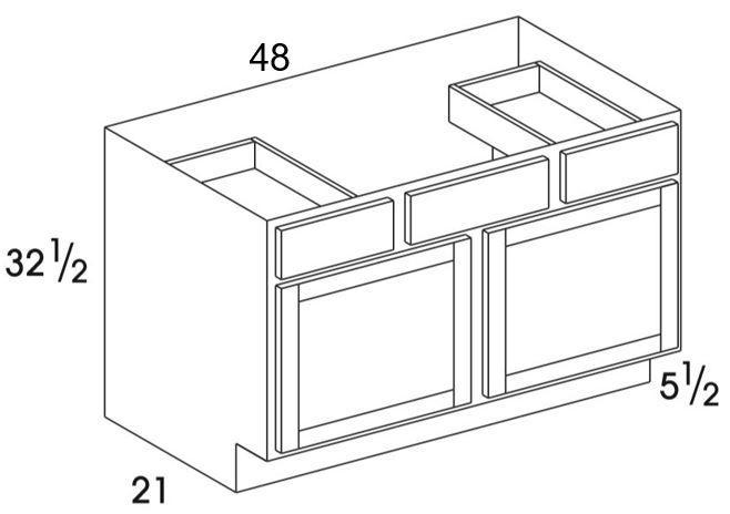 VSDB48UD - York White - UD Vanity Sink/Drawer Combo - Two Doors/Drawers - Special Order