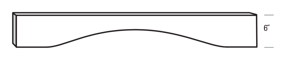 VAR36 - Concord Pebble Gray - Arched Valance - 3/4" thick 6" wide 36" long with Arch