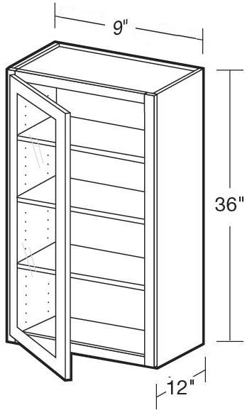 W0936PFGL - Glasgow Polar White - Wall 9"x36" - Single Door Prepped For Glass - Hinges On Left