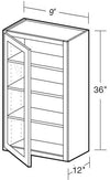 W0936PFGL - Glasgow Polar White - Wall 9"x36" - Single Door Prepped For Glass - Hinges On Left