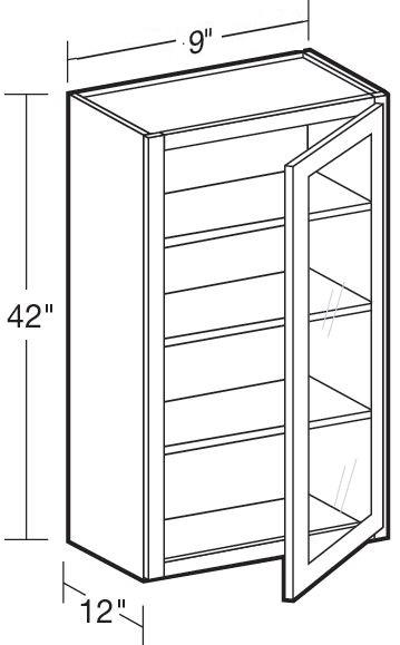 W0942PFGR - Nantucket Polar White - Wall 9"x42" - Single Door Prepped For Glass - Hinges On Right