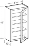 W0942PFGR - Glasgow Polar White - Wall 9"x42" - Single Door Prepped For Glass - Hinges On Right