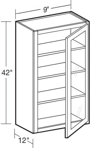 W0942PFGR - Glasgow Mythic Blue - Wall 9"x42" - Single Door Prepped For Glass - Hinges On Right