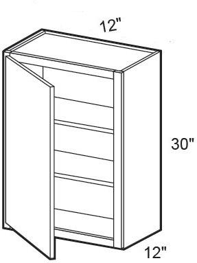 W1230L - Manhattan High Gloss White - Wall 12" x 30" - Single Door - Hinges On Left