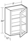 W1230PFGL - Glasgow Polar White - Wall 12"x30" - Single Door Prepped For Glass - Hinges On Left