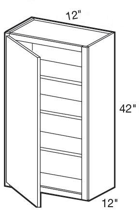 W1242L - Manhattan High Gloss White - Wall 12" x 42" - Single Door - Hinges On Left