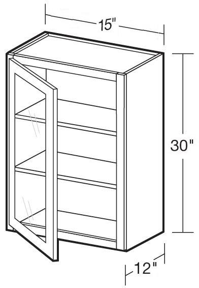 W1530PFGL - Norwood Deep Onyx - Wall 15"x30" - Single Door Prepped For Glass - Hinges On Left