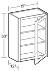W1530PFGR - Hawthorne Cinnamon - Wall 15"x30" - Single Door Prepped For Glass - Hinges On Right