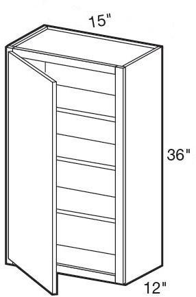 W1536L - Manhattan High Gloss White - Wall 15" x 36" - Single Door - Hinges On Left