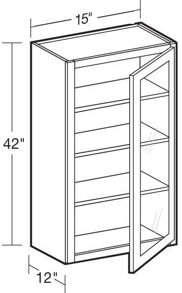 W1542PFGR - Glasgow Polar White - Wall 15"x42" - Single Door Prepped For Glass - Hinges On Right