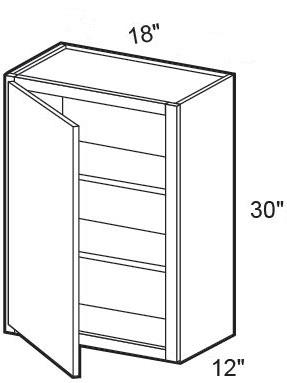 W1830L - Manhattan High Gloss White - Wall 18" x 30" - Single Door - Hinges On Left