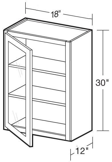 W1830PFGL - Norwood Deep Onyx - Wall 18"x30" - Single Door Prepped For Glass - Hinges On Left