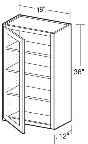 W1836PFGL - Hawthorne Cinnamon - Wall 18"x36" - Single Door Prepped For Glass - Hinges On Left